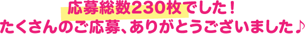 応募総数230枚でした！たくさんのご応募、ありがとうございました♪