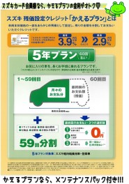 スズキのクルマを購入するなら、”かえるプラン”がオトク‼