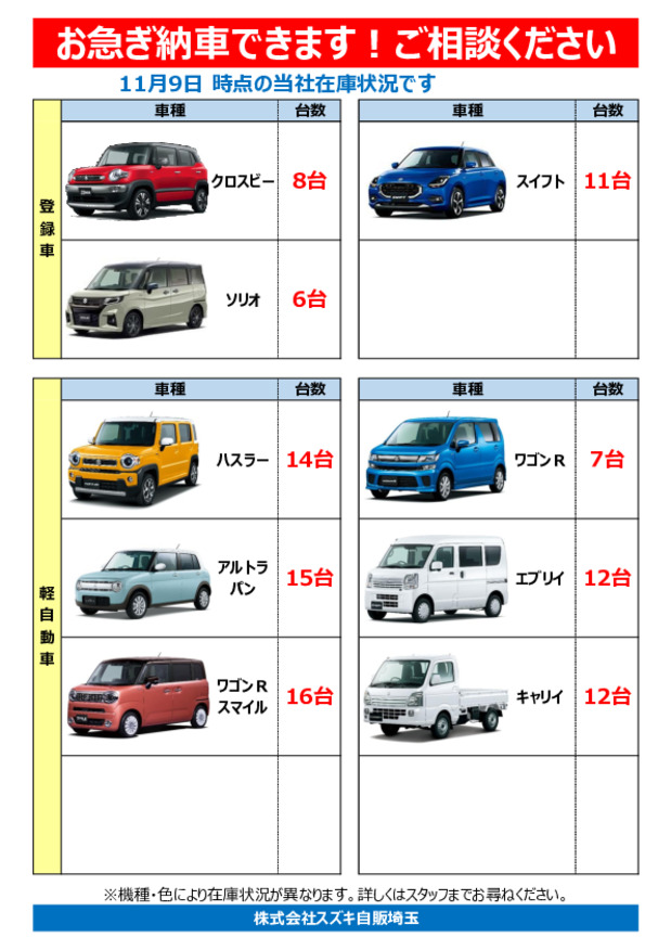 【在庫車情報】お急ぎ納車できます、ご相談ください！