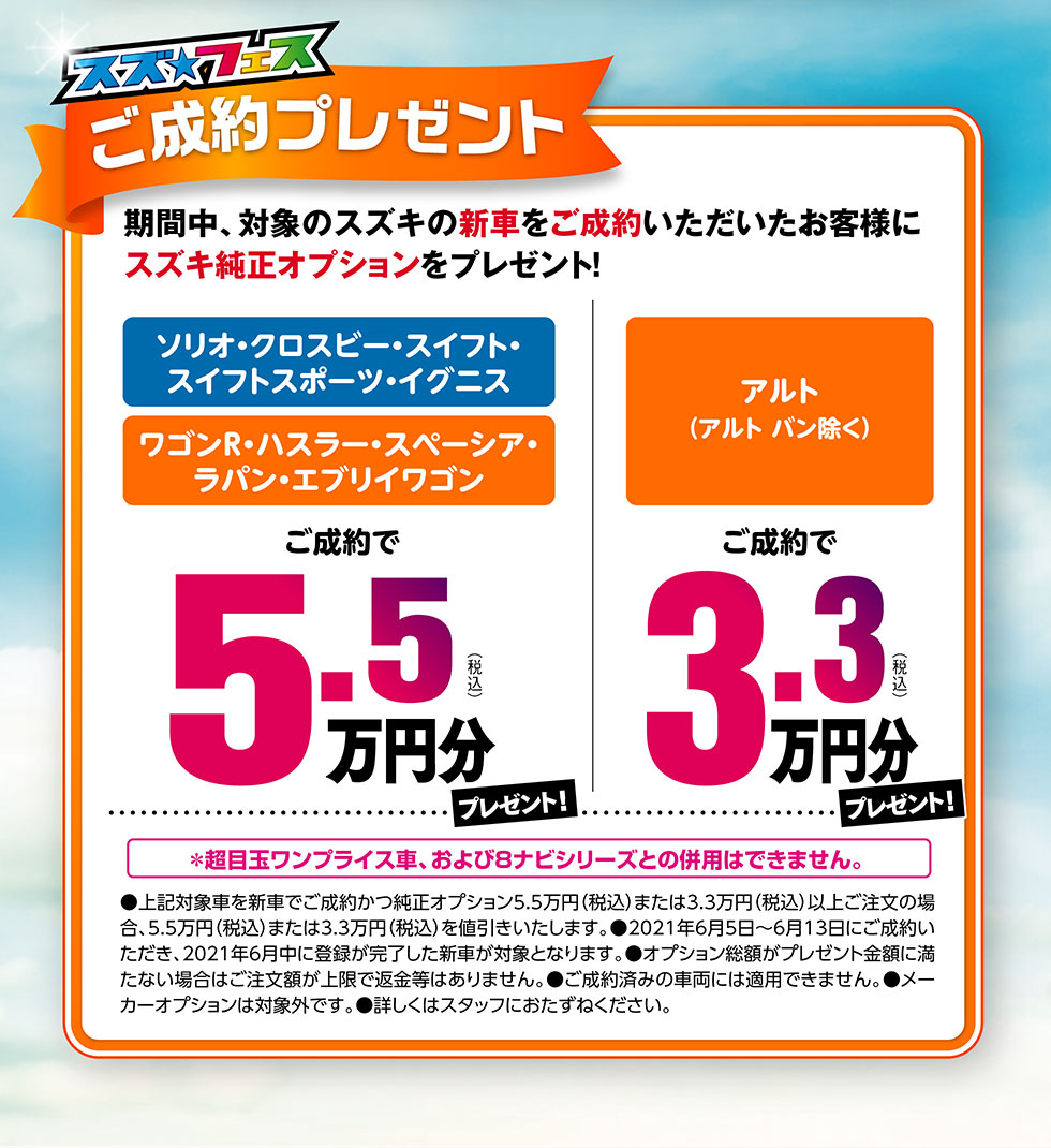 ご成約でオプションプレゼント