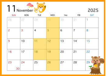 **定休日のご案内**