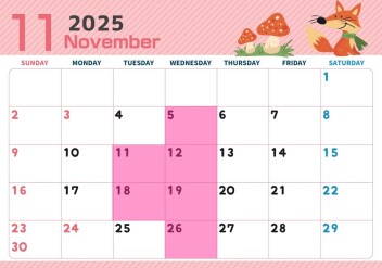 **11月定休日のご案内です**