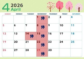 ☆4月定休日のご案内☆