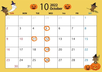 ●１０月定休日のご案内●