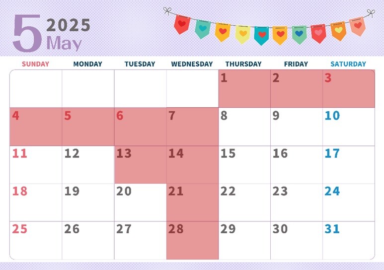 5月定休日案内