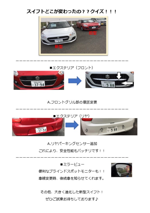 スイフトの進化　わかるかな？