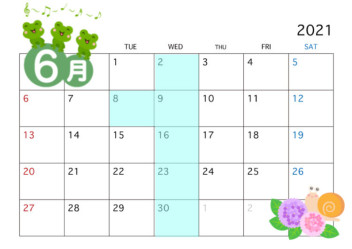 ６月定休日のご案内