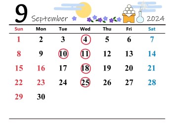 ●9月定休日のご案内●