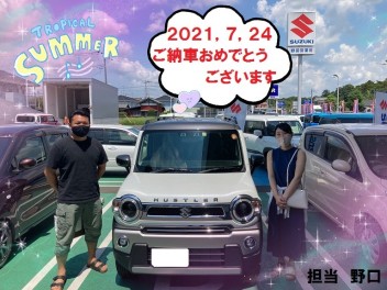 夏の日差しに照らされて、ハスラーご納車です