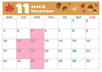 11月定休日のご案内