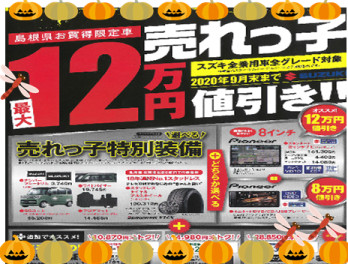 売れっ子１２万円値引き！　９月末まで　(*'ω'*)