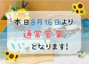 本日より通常営業です！