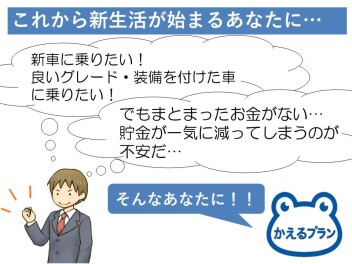 ライフスタイルに合わせてお手軽にお車の購入！！かえるプラン