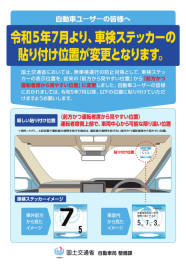 車検ステッカー貼り付け位置が変更になりました！